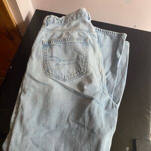 American Eagle Outfitters Blue Relaxed Jeans with Distressed Look